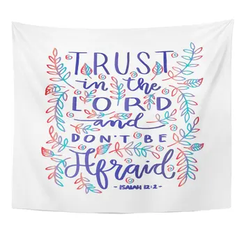 

Trust in The Lord Bible Verse Hand Lettered Home Decor Tapestry Wall Hanging for Living Room Bedroom Dorm 50x60 inches
