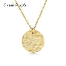 

100% 925 Sterling Silver Charm Simple Round Coin Necklace Pendant 18K Gold Texture Chain For Women Fine Wedding Jewelry Gifts