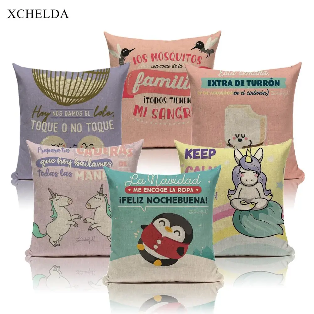 

Cushion Cover Cartoon Unicorn Animal Print Decorative Linen Throw Pillow Case for Home Decor Sofa Car Seat 45x45 Mr Wonderful