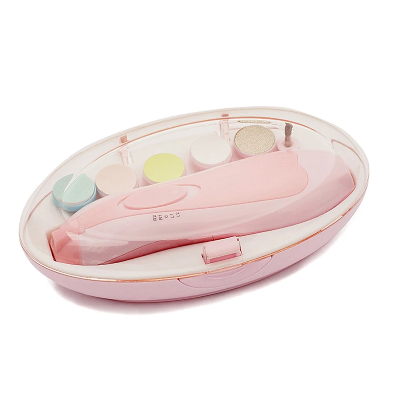 Безопасная электрическая машинка для стрижки ногтей для новорожденных, резак для триммера, маникюра, педикюра - Цвет: Pink
