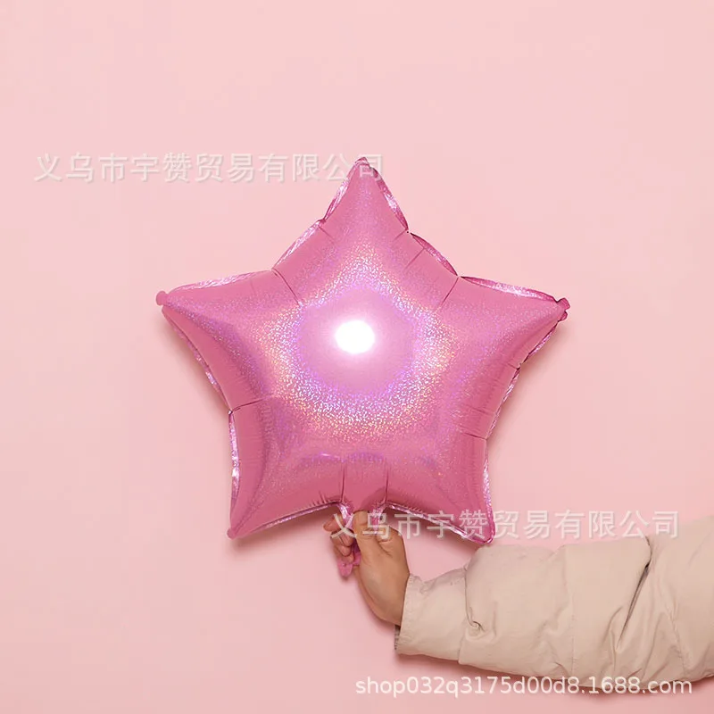 18-дюймовый лазерный пятиконечная звезда воздушный шар из фольги розовое золото лазерный шар в форме звезды плавающий воздушные шары для украшения вечеринок