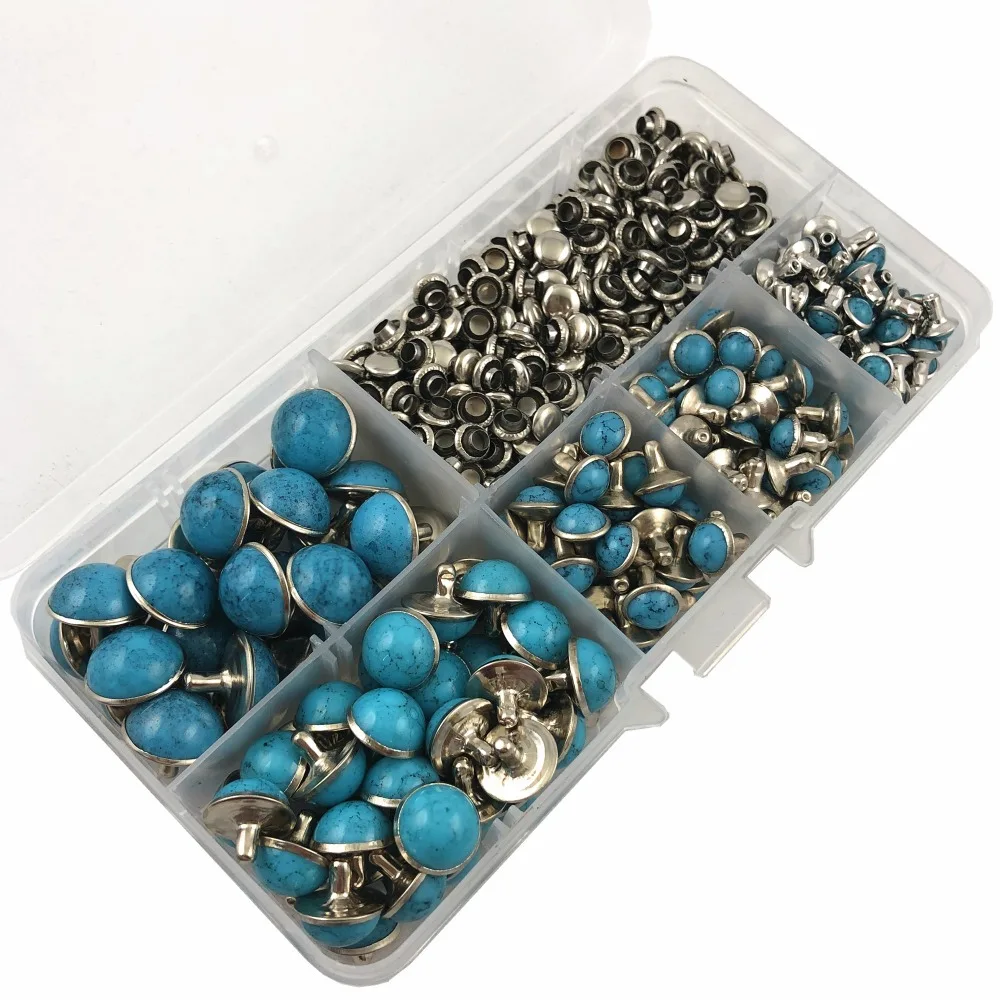 YORANYO 240 комплекты синие бирюзовые быстрые заклепки серебристого цвета металлические шпильки подходят для сумки обувь браслет Tandy кожа