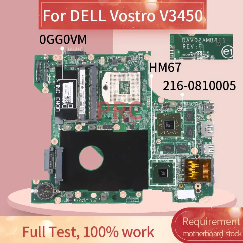 CN 0GG0VM для DELL Vostro 3450 V3450 HD7650M Материнская плата ноутбука DAV02AMB8F1 216 0810005 HM67 DDR3