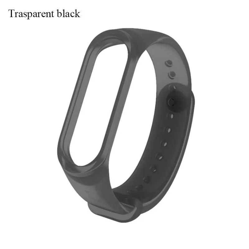 BOORUI прозрачный mi band 4 ремешок correa mi band 4 красочные силиконовые красочные pulsera ремешок для xiaomi mi band 3 4 band - Цвет: Transparent Black