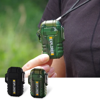 

Outdoor Dual Arc USB Electronic Lighter Portable Strong Lanyard Waterproof Cigarette Lighter With Safety Buckle For Explorers