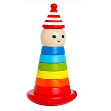 Деревянная игрушка-неваляшка, клоун-неваляшка, складывающееся кольцо, деревянная развивающая игрушка для детей, сортировка, вложение и укладка
