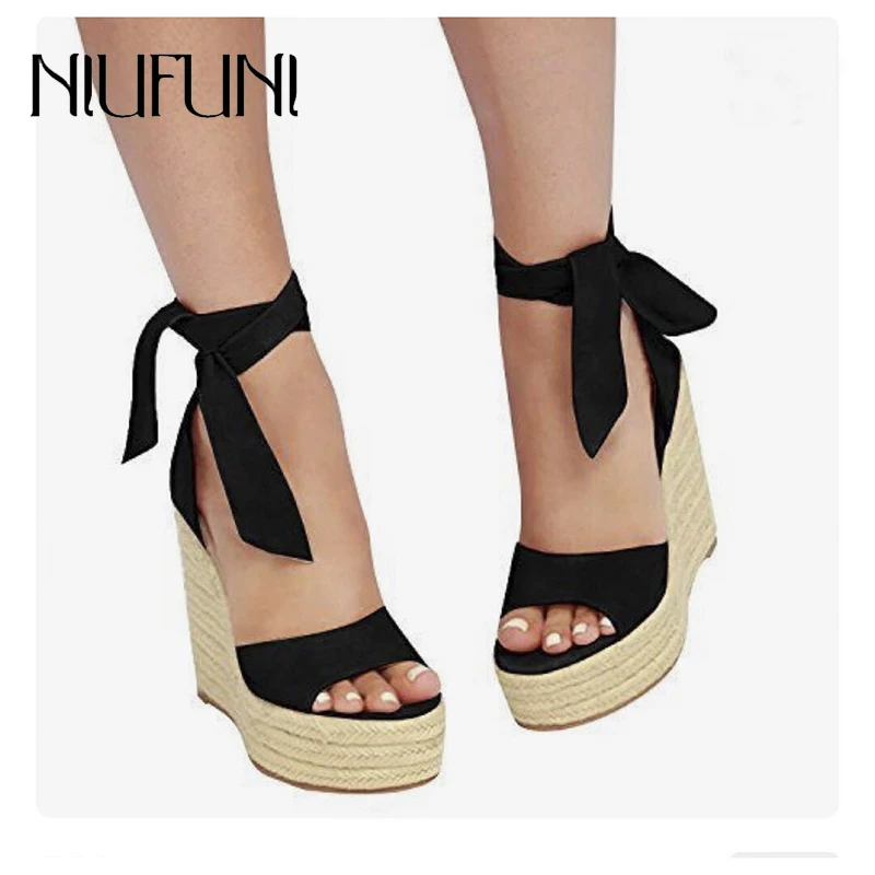 

Ankle Strap Wedge Peep Toe Women's Sandals Platform Gladiator High Heels NIUFUNI Woman Roman Shoes Size 35-40 Sandalias mujer