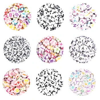 

100-200Pcs 7-12mm Mixed Multicolor Letter Acrylic Bead Loose Bead Handcarft Jewelry Making DIY Bracelet Necklace Jewelry Finding