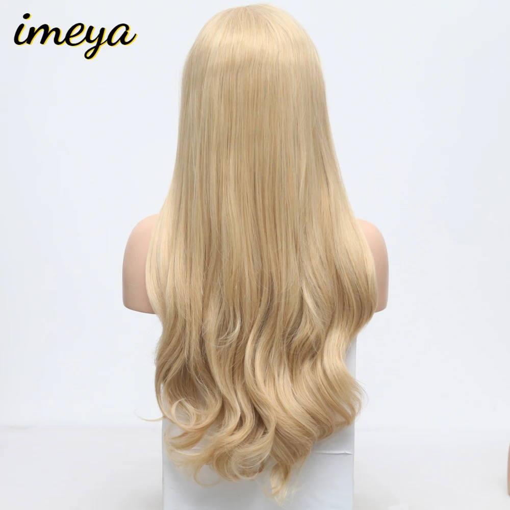 Imeya 27mix613 блонд цвет естественная волна 150% плотность синтетические парики на кружеве термостойкие парики длинные волосы парики для женщин