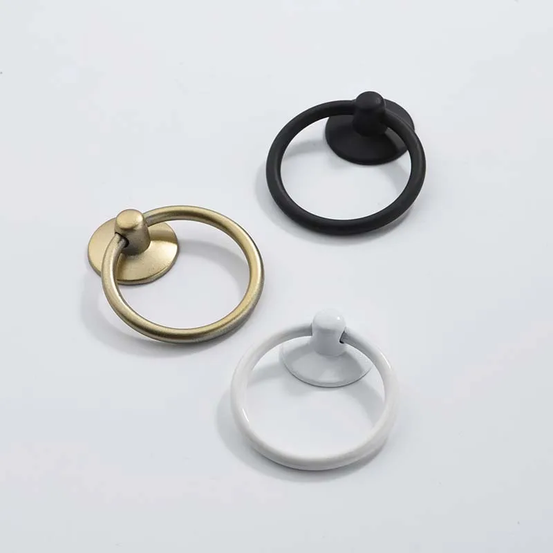 Drawer Ring Single Hole Pull Ring Wardrobe Door Handle Nordic Modern Minimalist American Golden