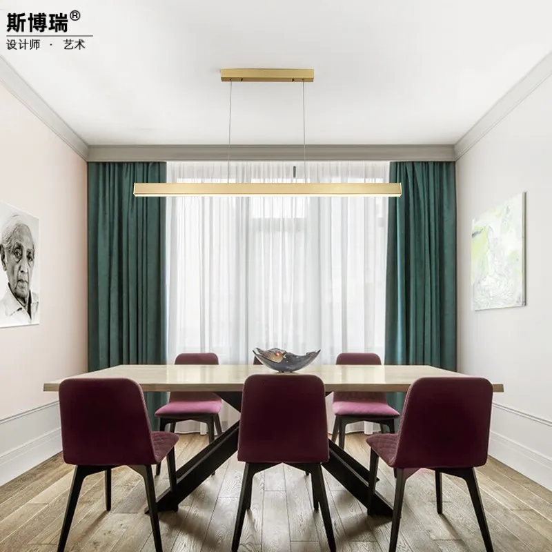 

Copper A Chandelier Designer Strip Table Restaurant Bar Counter Modern Concise Atmosphere Light Luxurious Lamps And Lanterns