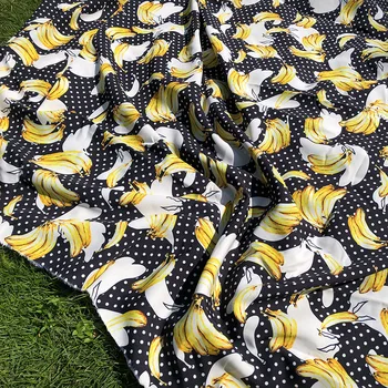 

Banana printed polyester fabric 145 cm width digital printing shirt dress handmade diy custom fabric Ultra low wholesale price