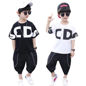 

Summer kids clothes outfits Cotton Teenage Boys Clothing casual Suit Children Short Sleeve Shirt Shorts Set 3 4 6 8 10 Years