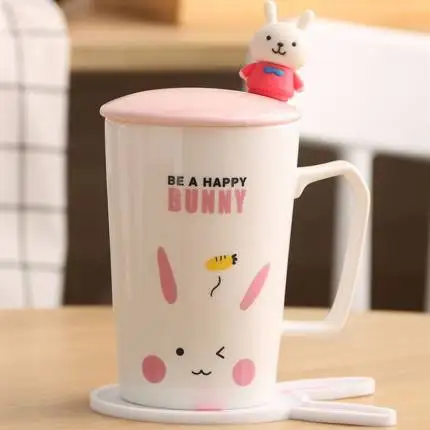 Mug H Керамическая s милая чашка керамические кофейные чашки молоко капучино чашка креативная с крышкой детская ложка Экологически чистая LZI013 - Цвет: Mug H