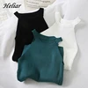 Women Crop Tank Tops Off Shoulder Stretchy Knitted Tank Tops Female Sleveless Halter Casual