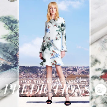 

Printed Silk Linen Fabric 14 momme 140cm Width Natural Silk Fabric With Printed DIY Summer Dress Women Dress Material