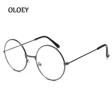 Модные Винтажные Очки с прозрачными линзами, женские очки в духе гиков, ретро очки с металлической оправой, черные негабаритные круглые очки для глаз