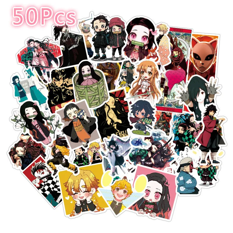 

50Pcs Demon Slayer Graffiti Stickers Water Removable Trolley Case Stickers Notebook Stickers Car Stickers TZ066G