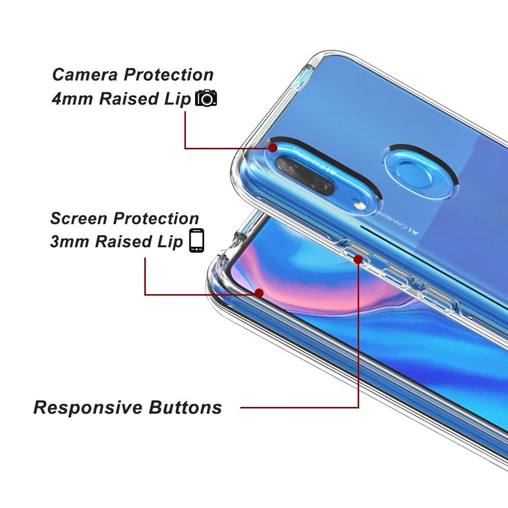 Transparent For Huawei P Smart Z Case 2 in 1 Soft TPU Hard PC Phone Funda 2