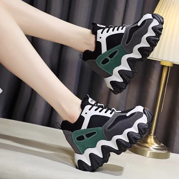 

2020 Autumn Women Wedges shoes Platform Sneakers Fashion Brand Chunky Casual Shoes Sport Vulcanized Shoes Woman Trainers 9cm