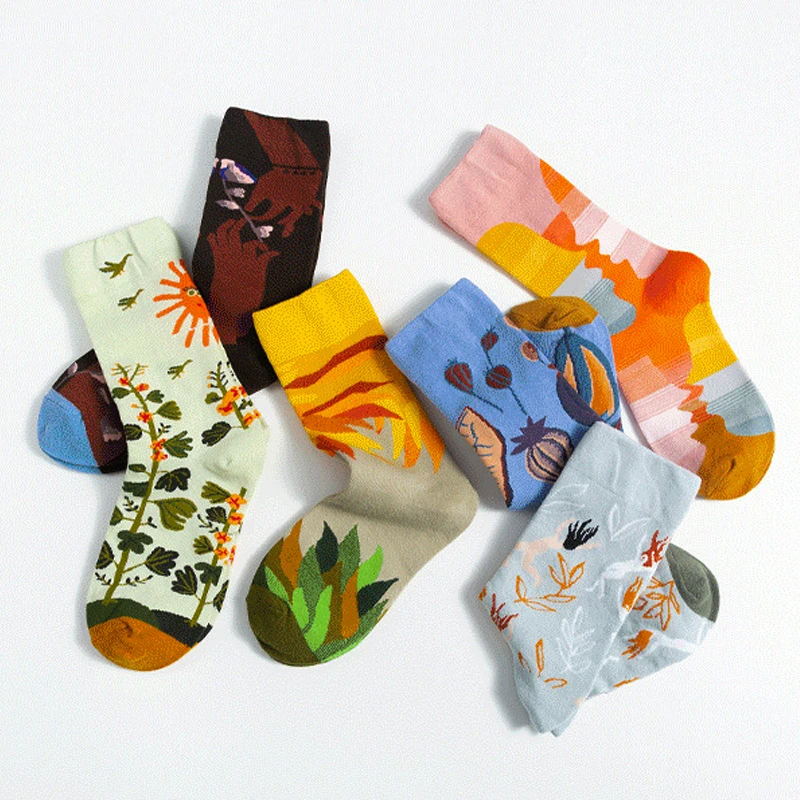 

Hip Hop Warm Funny Skateboard Streetwear Short Cotton Sock Happy Street Graffiti Personality Creative Pattern Trendy Women Socks
