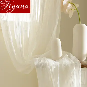 

Linen White Sheer Curtains for Living Room Bedroom Curtains for Kitchen Modern Tulle Voile Curtains for Window Drapes T&277#30