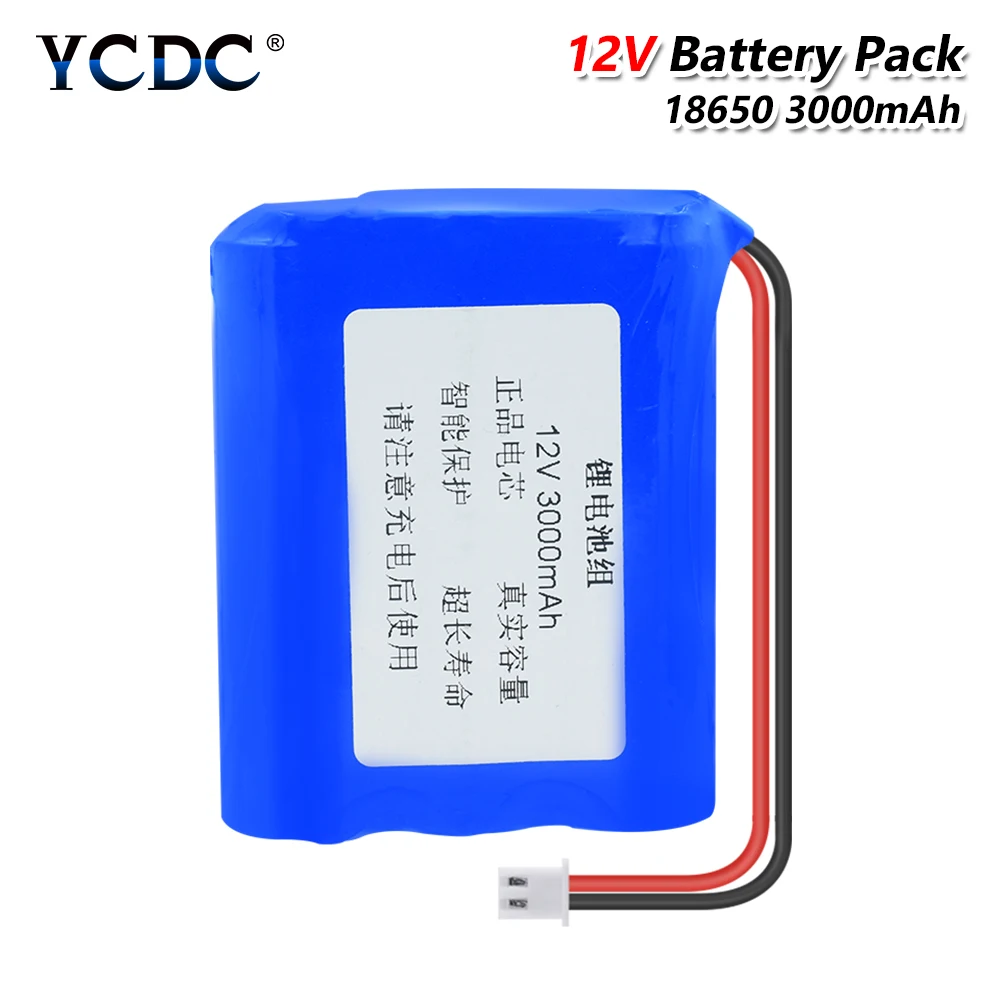 Синий 12V 3000mAh 18650 Литий Батарея пакет (3x18650 литий ионный аккумулятор) с XH 2 54 мм 2Pin