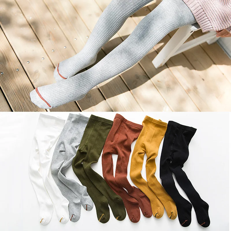 

GZHilovingL Toddler Baby Girl Ribbed Cotton Tights Pantyhose Kids Autumn Winter Warm Elastic Knitted Stocking for Infant Clothes