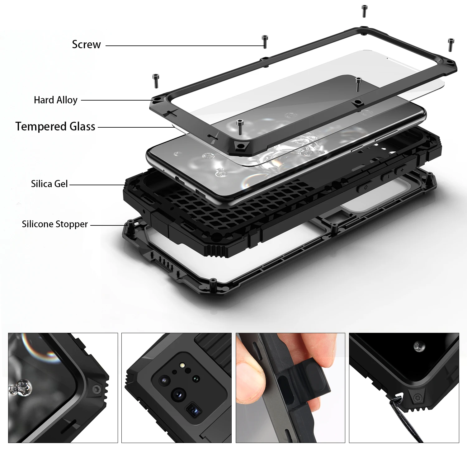 

Metal Aluminum Shockproof Phone Case for Samsung Galaxy S22 S21 S20 Plus Note 20 Ultra A72 A52 A32 Rugged Armor 360 Full Cover