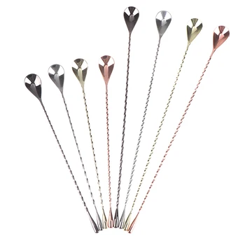 

Stir Spoon Stainless Steel Mixing Cocktail Spoon Spiral Pattern Bartender Tools Bar Teadrop Spoon 30/40cm Bar Tool