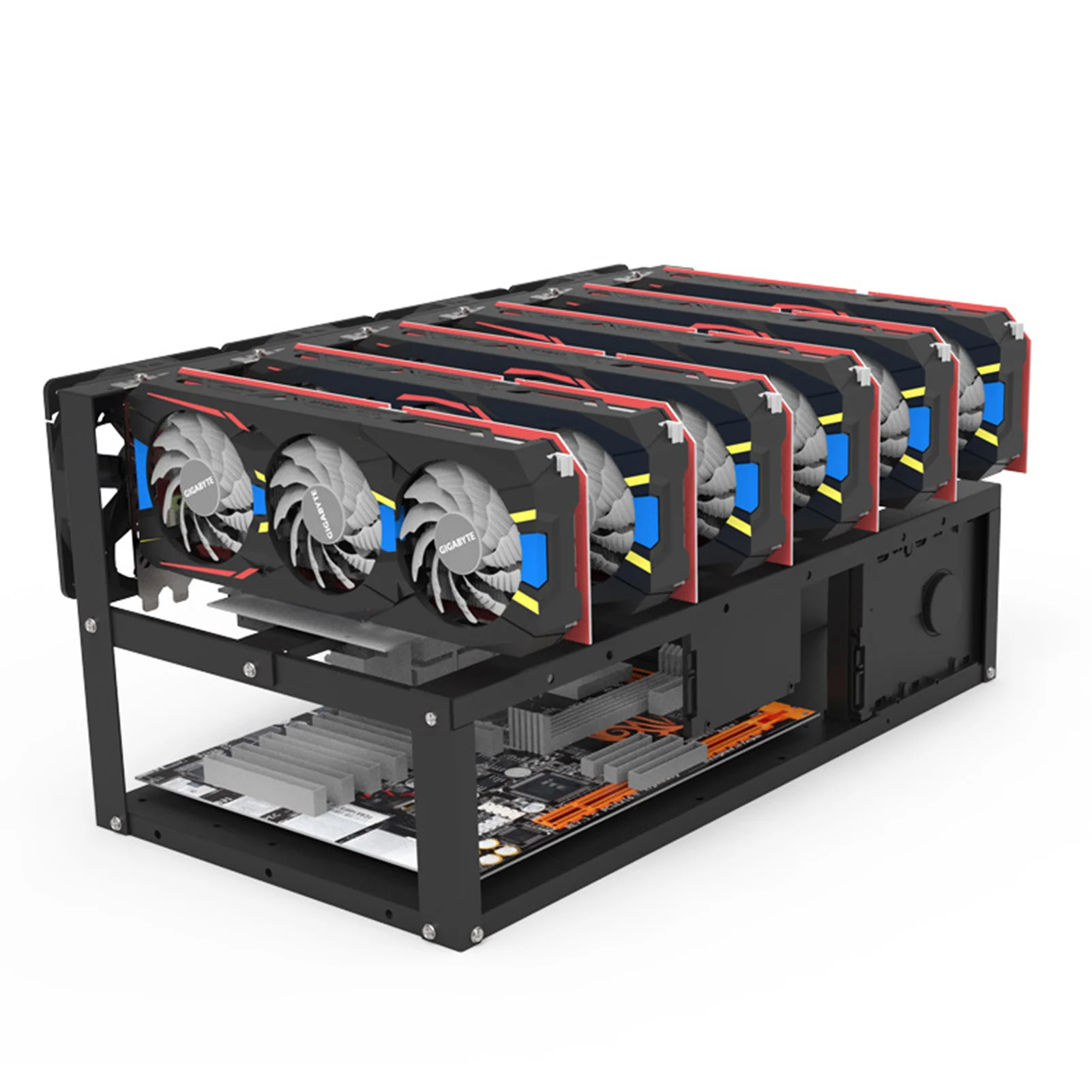 Steel Open Air Miner Case Mining Rig Frame 6gpu For TH/ETC/ZCash Rack Only