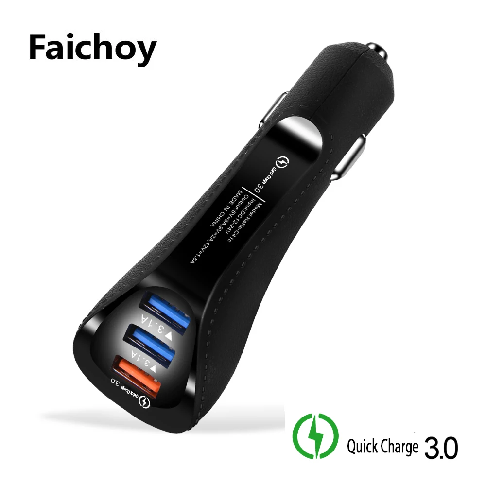Автомобильное зарядное устройство Quick Charge 3,0, зарядное устройство для мобильного телефона s, 3 порта, Быстрая автомобильная зарядка для iphone, samsung, huawei, Xiaomi, планшета, USB зарядное устройство s
