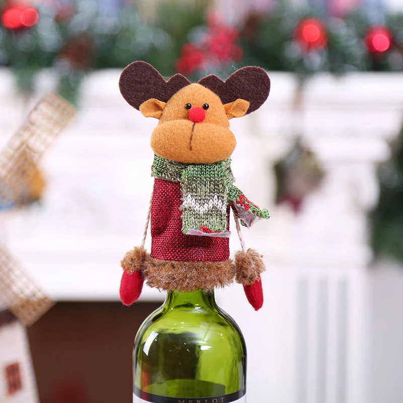 Рождественская крышка бутылки вина крышка бутылки Санта Клаус кукла игрушка форма бутылки вина Пробка для украшения рождества - Цвет: G230513A