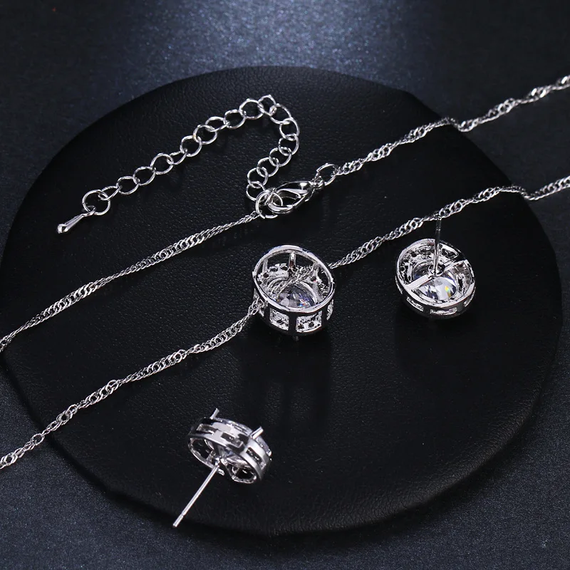Роскошное женское Кристальное ожерелье, серьги-гвоздики, ювелирный набор, винтажный маленький овальный циркониевый камень, свадебный ювелирный набор
