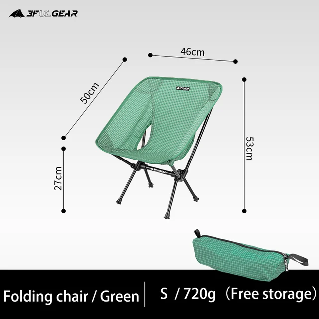 3F UL GEAR Camping Ultralight Aluminum  Folding  Fishing Beach Chair Foldable Travel  Portable Outdoor BBQ Chair S Chair Green
