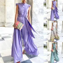 

Stylish Office Lady Jumpsuit Printed Jumpsuit Floral Print Wide Leg Jumpsuit Loose Jumpsuit Summer Jumpsuit