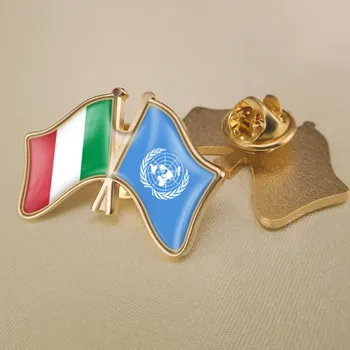 

United Nations and Italy Crossed Double Friendship Flags Lapel Pins