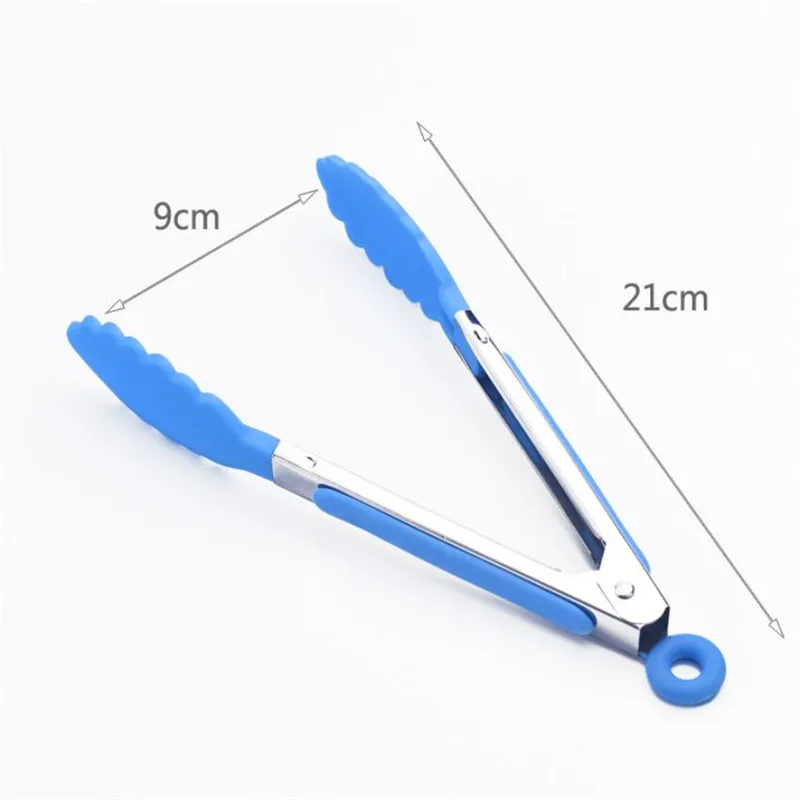 Silicone Food Tong Stainless Steel Kitchen Tongs Silicone Non-slip Cooking  Clip Clamp BBQ Salad Tools Grill Kitchen Accessories