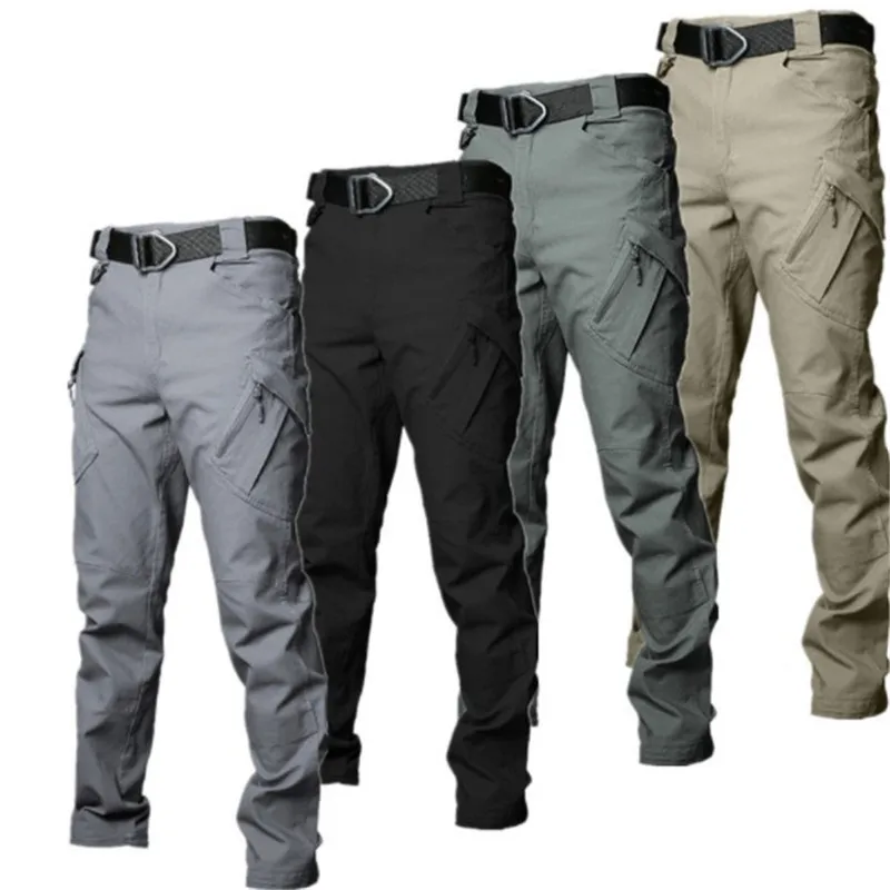 

Casual Thin Breathable Army Military Pants Long Pants Men Casual Solid Color Pockets Waist High Quality Ankle Tied Skinny Cargo