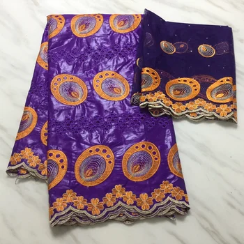

2020 New african wax fabric Bazin riche getzner fabric africain cotton embroidered with tulle lace Nigerian lace fabric KPL9833