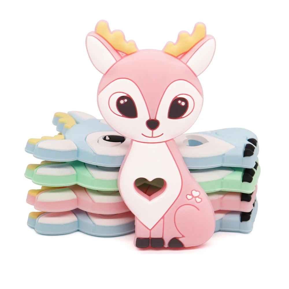 

3Colors Cute Baby Teether Silicone Cartoon Animal Soft and Relif Teething Pandent Food Grade Chewing Teether For Baby