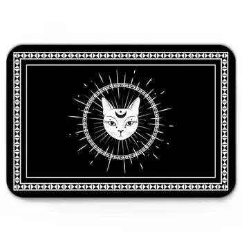 

Halloween Animal Cat Geometric Border Doormat Non-slip Rug Soft Bath Mats Bathroom Supplies Carpet Living Room