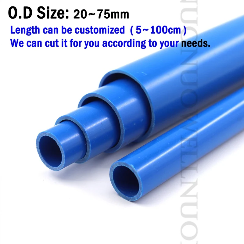 2pcs 50CM 길이 O.D 20 110mm 수족관 물고기 탱크 급수 관 배수 정원 관개 구조 급수 이음쇠 파란 PVC 관