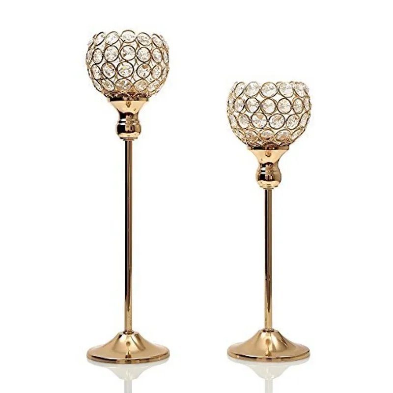 3540G Christmas Halloween Metal Candle Tealight Holders Crystal Candlesticks Wedding Party Table Centerpieces Decoration for Home - Цвет: 3540G