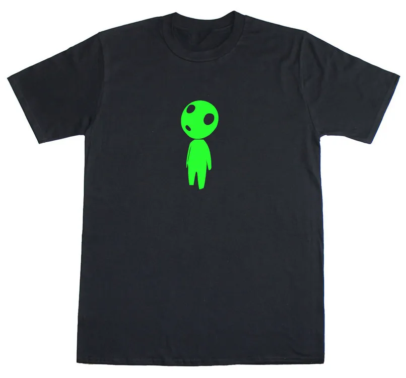 Светится в темноте Kodama Tree Spirit мужская обычная хлопковая черная футболка большого