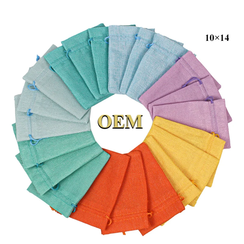 Яркие цвета джутовые мешочки для