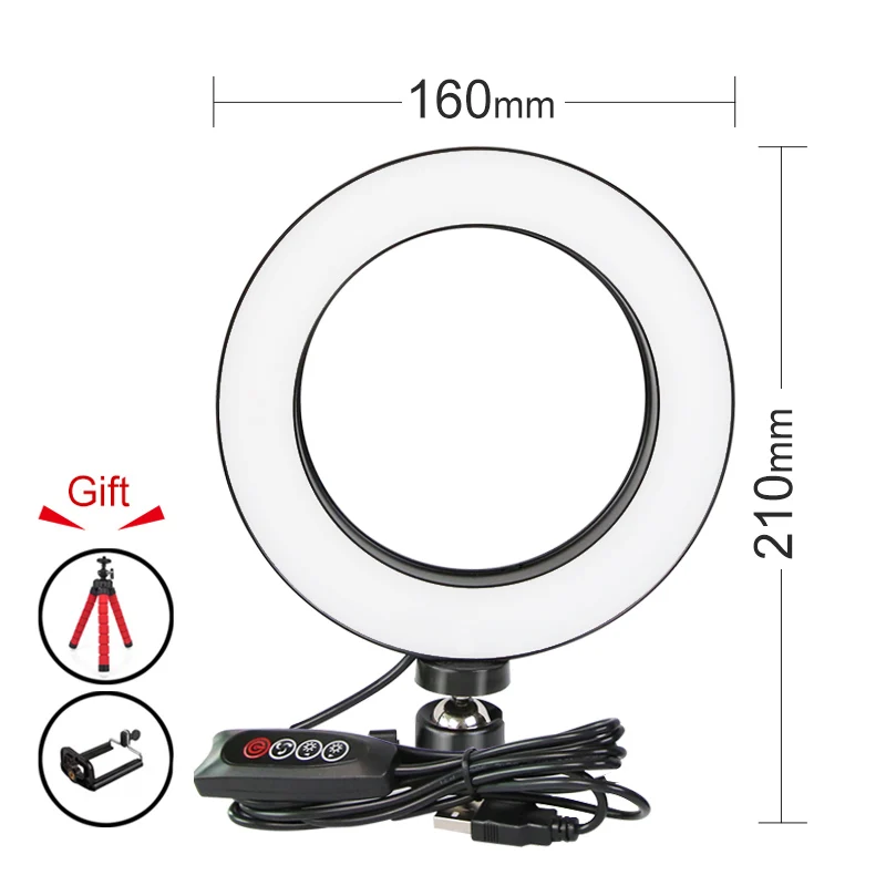 Светодиодный кольцевой светильник для селфи с регулируемой яркостью для ...