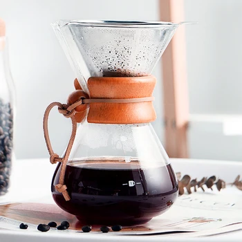 

400ml Clear Coffee Pot Espresso Coffeemaker High-Temperature Resistant Glass Coffee Maker With Stainless Steel Filter Pot