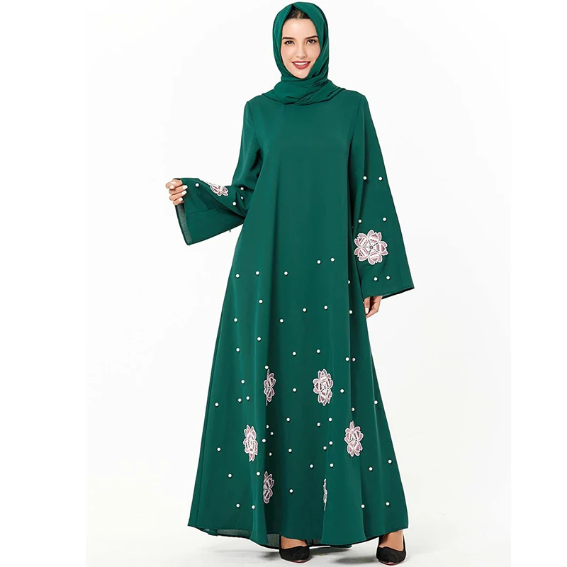 Женское платье Кафтан Abaya мусульманский хиджаб в Дубае зеленого цвета турецкие
