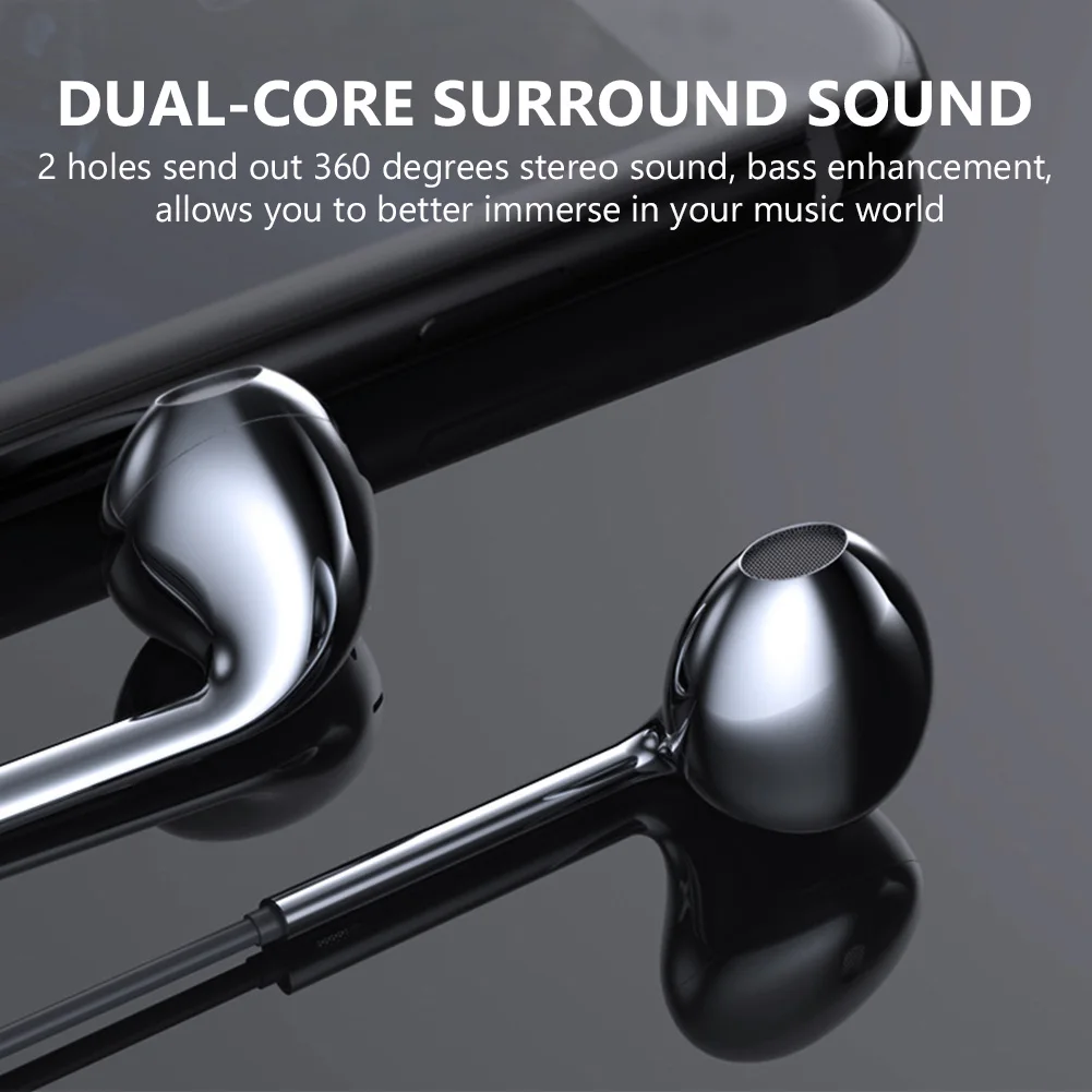 3.5mm Wired Earphones Bass Stereo Earbuds Gym Sports Headphones with Mic Stereo Headset for iPhone Samsung Xiaomi Huawei PC
